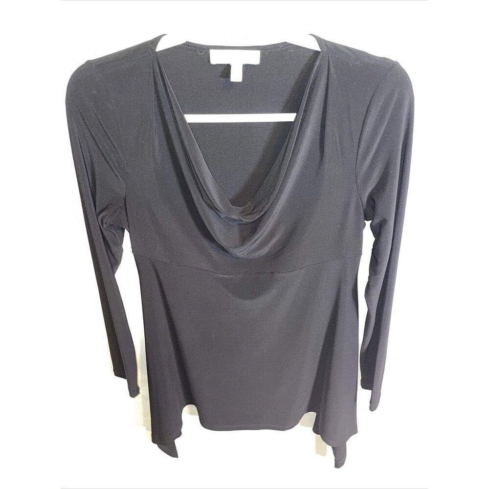 Chaus New York Dress Tunic Women’s Size Small Black Long Sleeve Ruffle Collar